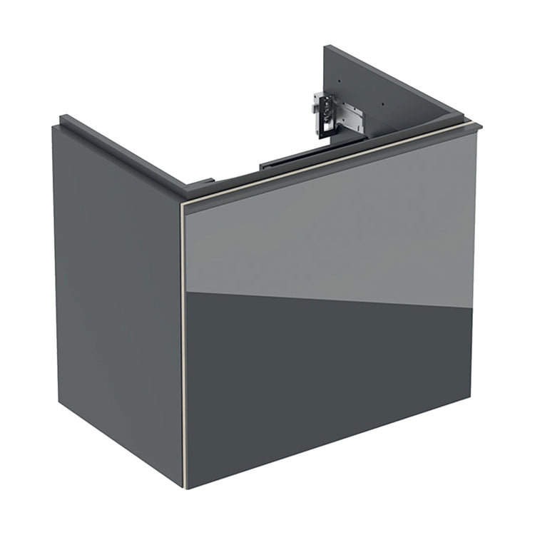 Geberit Hängender Unterschrank L. 60 cm, mit einer äußeren und inneren Schublade, Korpus Farbe Lava, matte Oberfläche, Schubladen Farbe Lava, glänzende Glasoberfläche ACANTO 503.008.JK.2