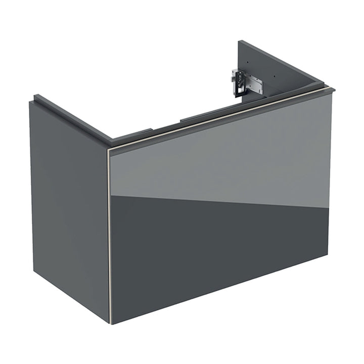 Geberit Hängender Unterschrank L. 75 cm, mit einer äußeren und inneren Schublade, Korpus Farbe Lava, matte Oberfläche, Schubladen Farbe Lava, glänzende Glasoberfläche ACANTO 503.009.JK.2