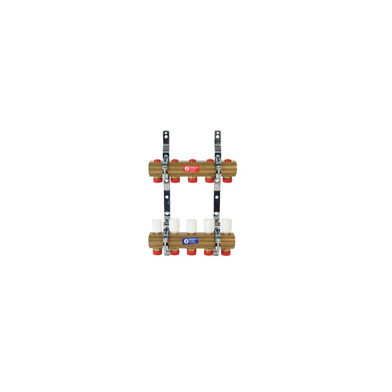 Solarics Giacomini Vormontierter Kollektor mit 11 Messinganschlüssen mit Halterungen für hydraulische Fußbodenheizung (1"x18/11) – Hydraulische Fußbodenheizung