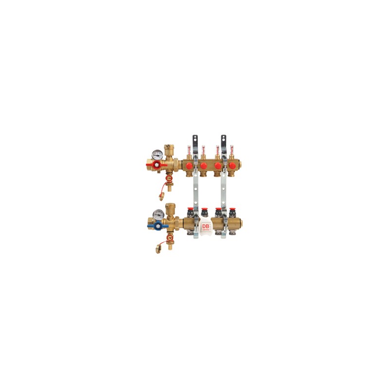 Solarics Giacomini R553FKDB103 – Vormontierter Kollektor mit 3 Messingauslässen für hydraulische Fußbodenheizung (geringer Durchfluss)