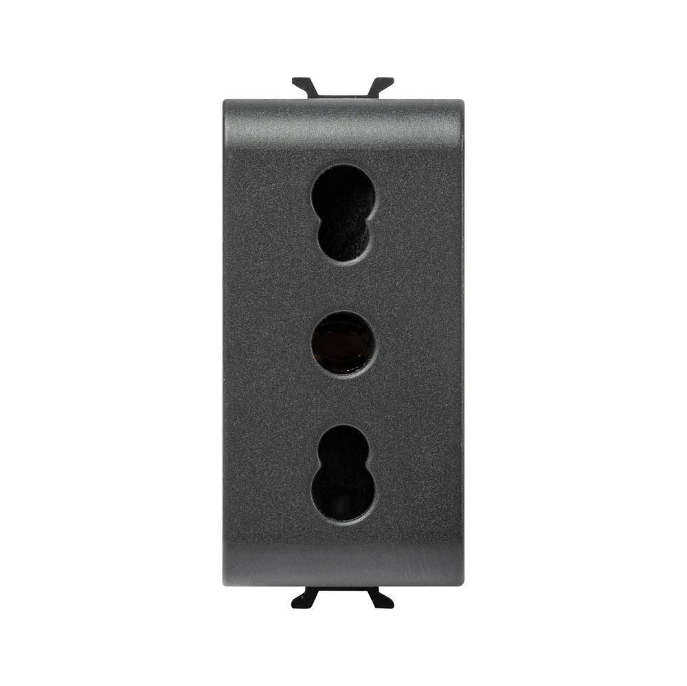 Gewiss Chorus Steckdose 2P+E 16 A P11/P17, 1 Modul, schwarz satiniert
