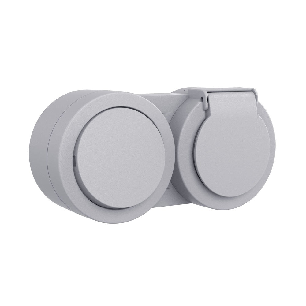 Ovivo Aufputz-Steckdose mit Klappdeckel und Schalter, 16 A, IP54, grau