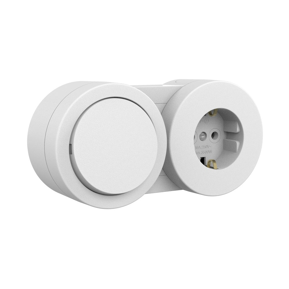 Ovivo Xone Aufputz-Steckdose mit Schalter, 16 A, IP54, weiß