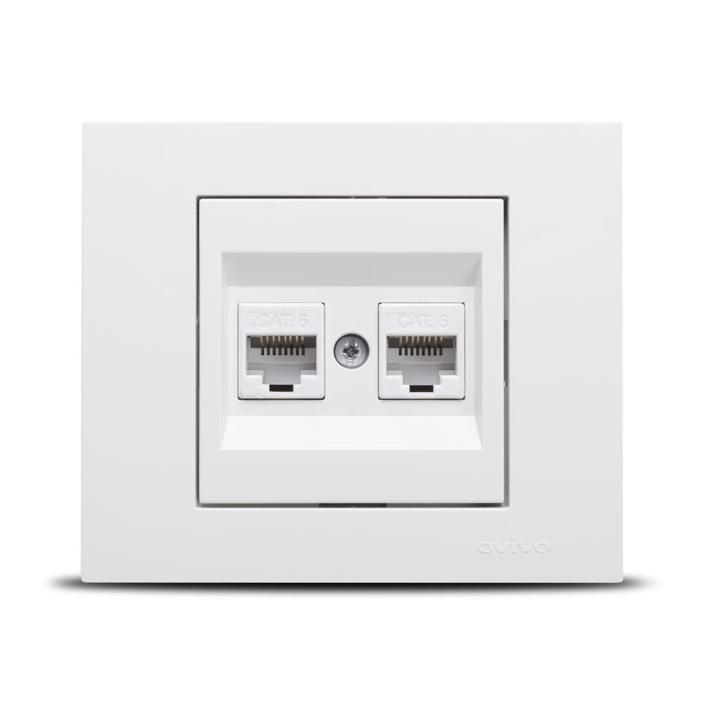 Ovivo Grano Doppel-Datendose RJ45 Cat6, weiß