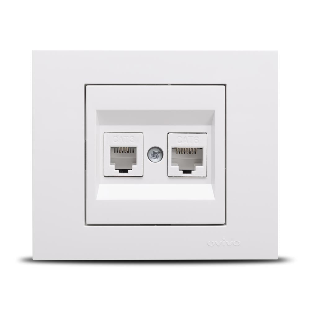 Ovivo Grano Datendose RJ45 Cat6 + Telefon, weiß