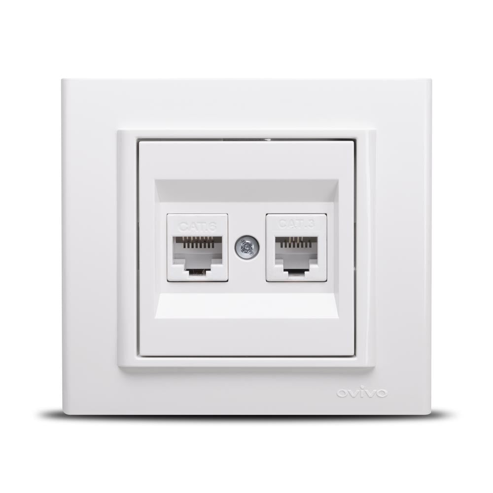Ovivo Mina Datendose RJ45 Cat6 + Telefon, weiß
