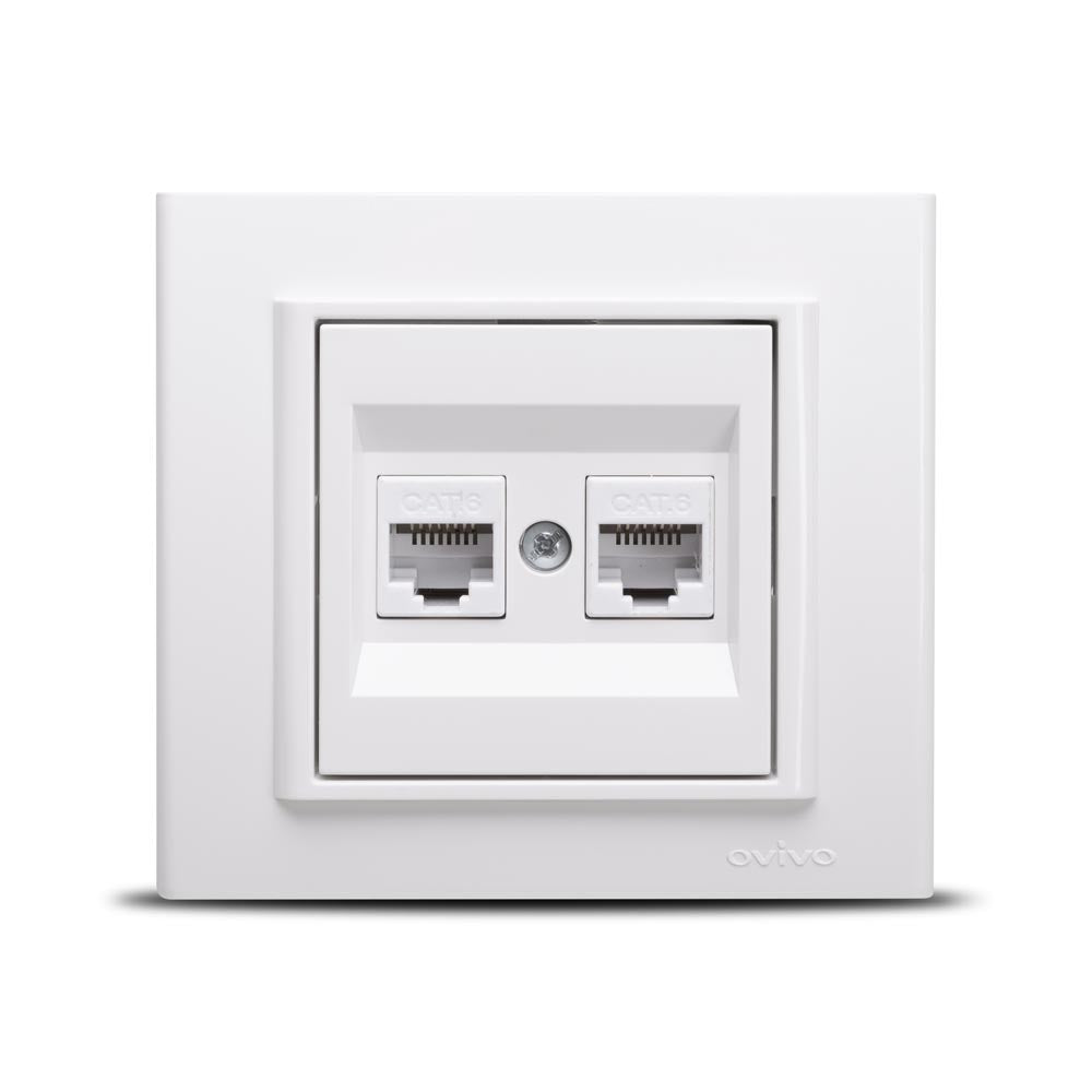 Ovivo Mina Doppel-Datendose RJ45, weiß