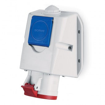 Scame CEE-Kombi-Wandsteckdose 3P+N+E und Schuko 16 A, IP44