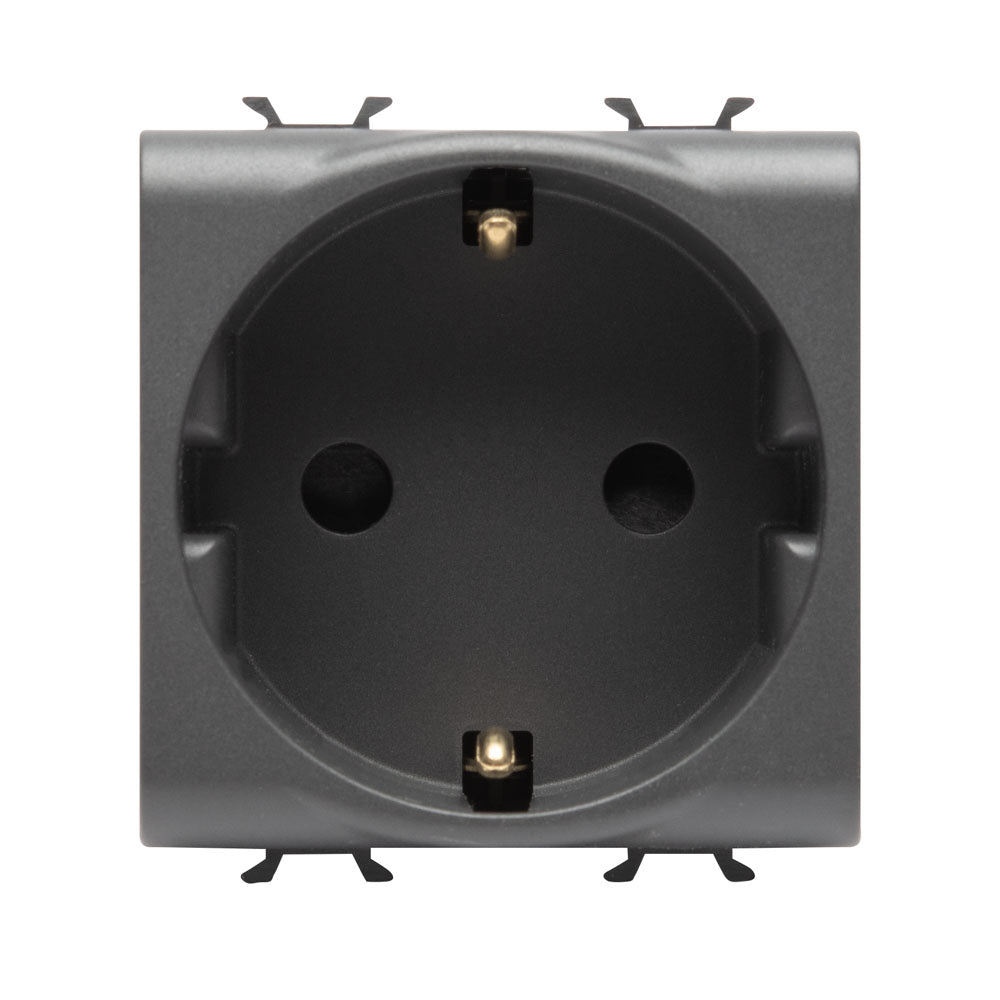 Gewiss Chorus Schutzkontakt-Steckdose, 16 A, 250 V, 2 Module, schwarz satiniert