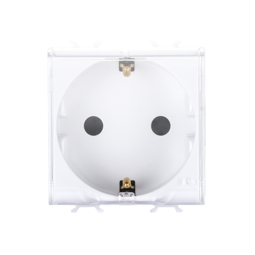 Gewiss Chorus Schutzkontakt-Steckdose mit Klappdeckel, 2 Module, 16 A, 250 V, weiß glänzend