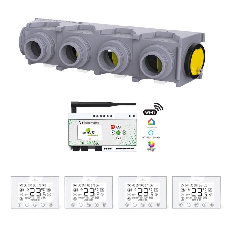 Tecnosystemi Mit Plenum Eolo, Steuergerät Polaris 5X und 4 Stealth 3X GAD400377 Heizkörperthermostaten PROAIR PACK CAB LILLA GAD400377