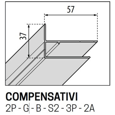Novellini Profilkompensation mit Flügel H. 200 cm mattweiße Ausführung P05BHCST2-U
