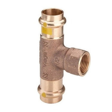 Viega T-Stück mit Ø 42 x 1/2", aus Rotguss mit SC-Con­tur (Gas) PROFIPRESS G 352776