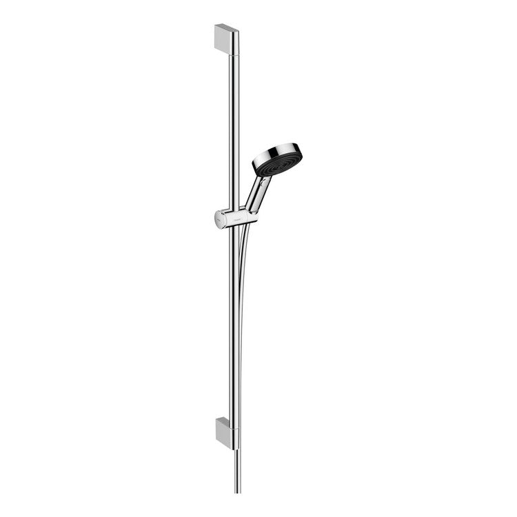 Hansgrohe Duschset 105, 3 Strahlen, Relax, mit Duschstange 67 cm, Chromoberfläche PULSIFY SELECT 24160000
