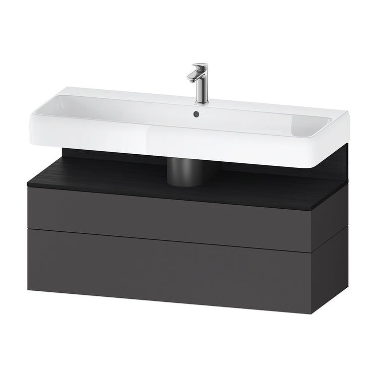Duravit Hängende Unterschrankunterbau L. 119 H. 59 cm, mit einer Schublade und 1 ausziehbarem Element, Farbe Graphitgrau matt QATEGO QA4396016800000