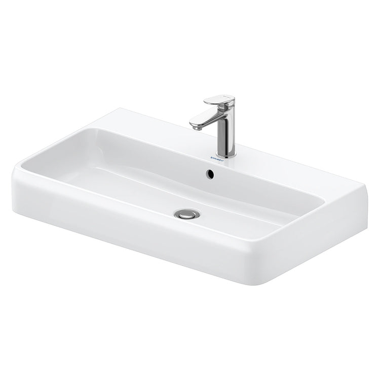 Duravit Rechteckiges Konsolenwaschbecken L. 80 cm, mit Überlauf und Loch für Armatur, Weiß QATEGO 2382800027