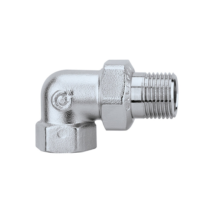 Caleffi Drei-Teil-Bogenanschluss 3/4" F x M mit Muffe, Chromoberfläche 588151