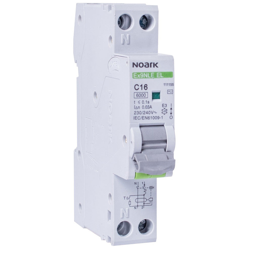 Noark FI/LS-Schalter 1+N B16, 30 mA, Typ AC, 6 kA, 1 TE