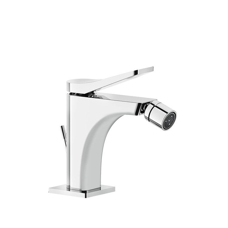 Gessi Aufputz Einhebel-Bidetmischer, Ablaufgarnitur 1 1/4" und Anschlussflexschläuche mit 3/8" Anschluss, Chromoberfläche RILIEVO 59007#031