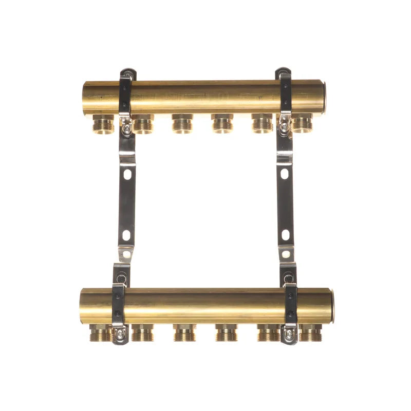 Reiter Messing-Heizkörperverteiler RMCO, Abstand 45 mm, mit Nippeln, 6 Kreise