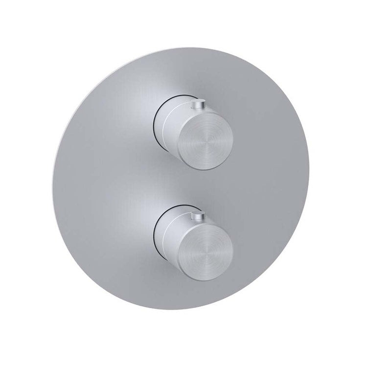 Rubinetteria Paffoni Einbau-Thermostatmischer mit Platte Ø 19 cm für Dusche, 2 Ausgänge, Edelstahloberfläche INOX TECH INOXQ018AC