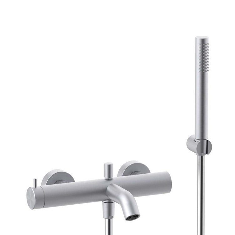 Rubinetteria Paffoni Wannen-/Duschmischer mit Umsteller, ohne Duschset, Edelstahl-Finish INOX TECH INOX026AC
