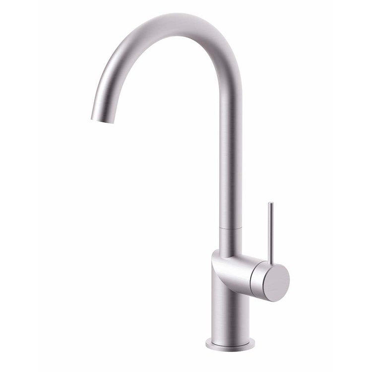 Rubinetteria Paffoni Einlochmischer H. 36,8 cm für Waschbecken, mit schwenkbarem Auslauf, Edelstahloberfläche INOX TECH INOX180AC