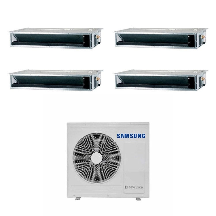 Samsung 4-fach-Split-Klimagerät Kanalgerät niedrige/mittlere Pressung, Inverter – Außengerät R32 8 kW, Innengeräte 9000+9000+9000+9000 BTU AJ080TXJ4KG/EU+AJ0[26|26|26|26]TNLPEG/EU