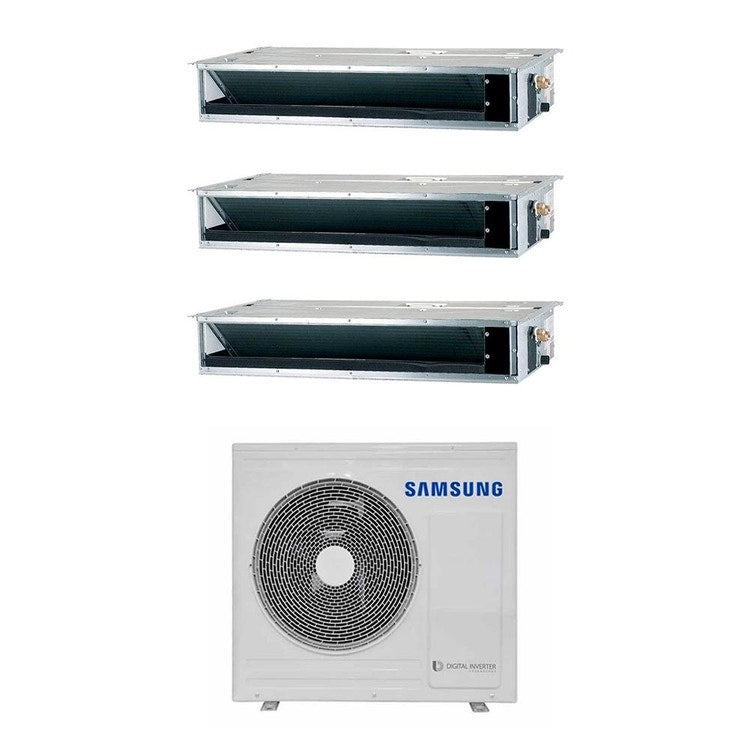 Samsung 3-fach-Split-Klimagerät Kanalgerät niedrige/mittlere Pressung, Inverter – Außengerät R32 6,8 kW, Innengeräte 9000+9000+9000 BTU AJ068TXJ3KG/EU+AJ0[26|26|26]TNLPEG/EU