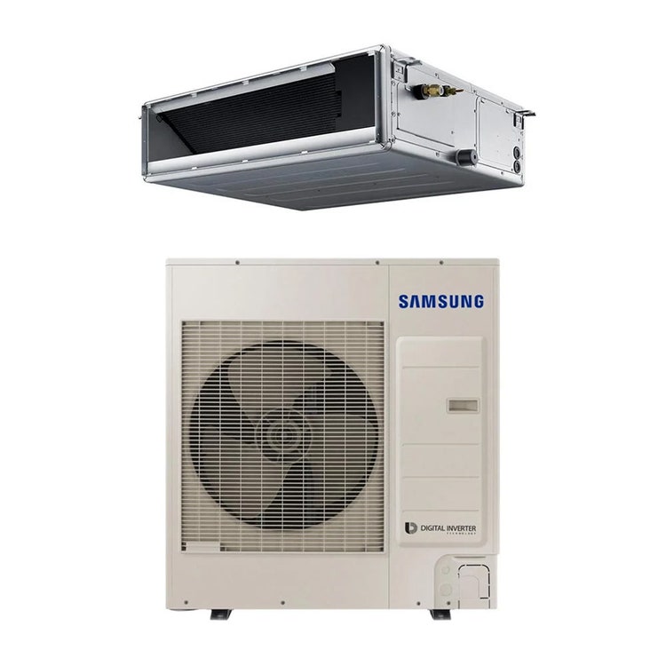 Samsung Monosplit-Klimagerät Kanalgerät mittlere Pressung hohe Effizienz, Inverter – Außengerät 12 kW dreiphasig, Innengerät 40000 BTU AC120BXAPNG/EU+AC120BNMPKG/EU