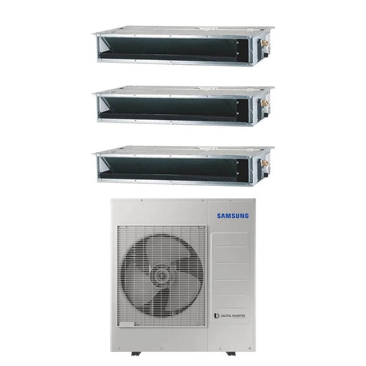 Samsung 3-fach-Split-Klimagerät Kanalgerät niedrige/mittlere Pressung, Inverter – Außengerät R32 10 kW, Innengeräte 9000+9000+18000 BTU AJ100TXJ5KG/EU+AJ0[52]BNMDEG+AJ0[26|26]TNLPEG