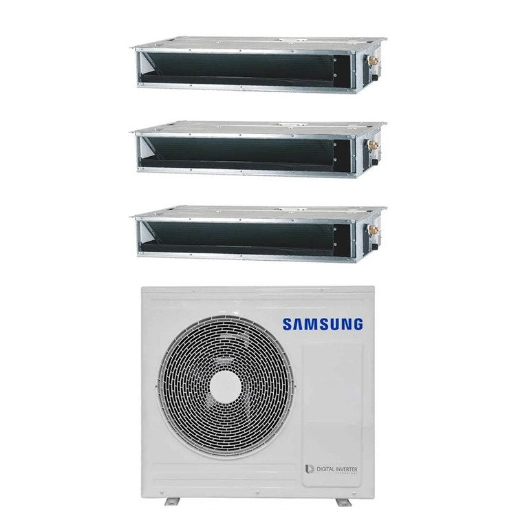 Samsung 3-fach-Split-Klimagerät Kanalgerät niedrige/mittlere Pressung, Inverter – Außengerät R32 8 kW, Innengeräte 12000+12000+12000 BTU AJ080TXJ4KG/EU+AJ0[35|35|35]TNLPEG