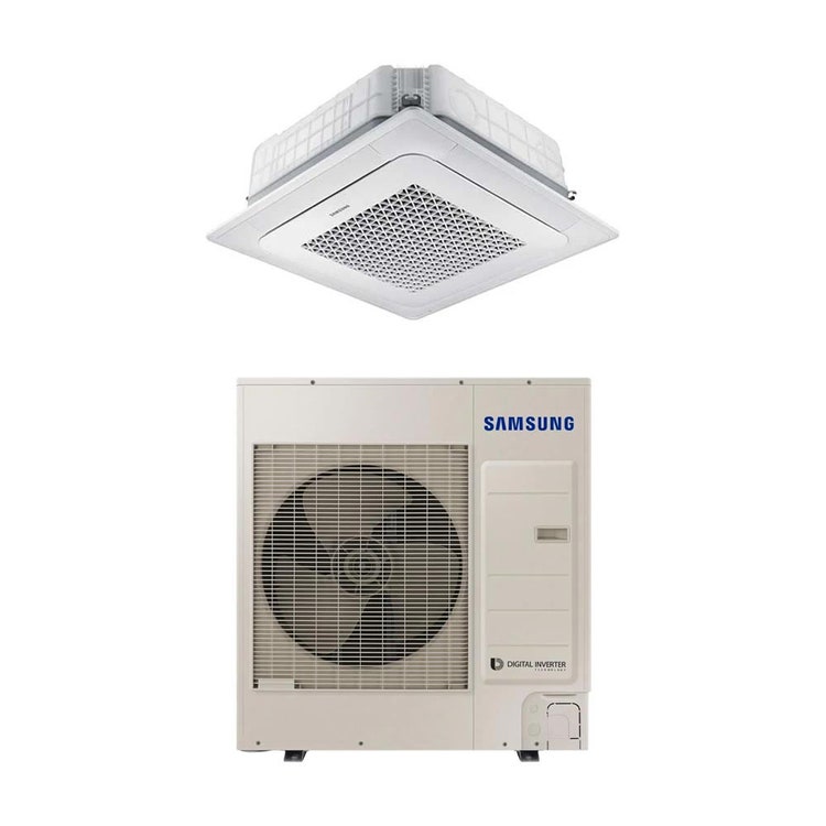Samsung Monosplit-Klimagerät 4-Wege-Kassette WINDFREE, Inverter – Außengerät 10 kW dreiphasig, Innengerät 35000 BTU AC100RXADNG/EU+AC100RN4DKG/EU