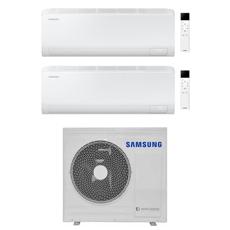 Samsung 2-fach-Split-Klimagerät CEBU S2, Wandgerät, Inverter, WLAN, Weiß – Außengerät R32 8 kW, Innengeräte 9000+24000 BTU AJ080TXJ4KG/EU+AR50F[09|24]C1AHNEU