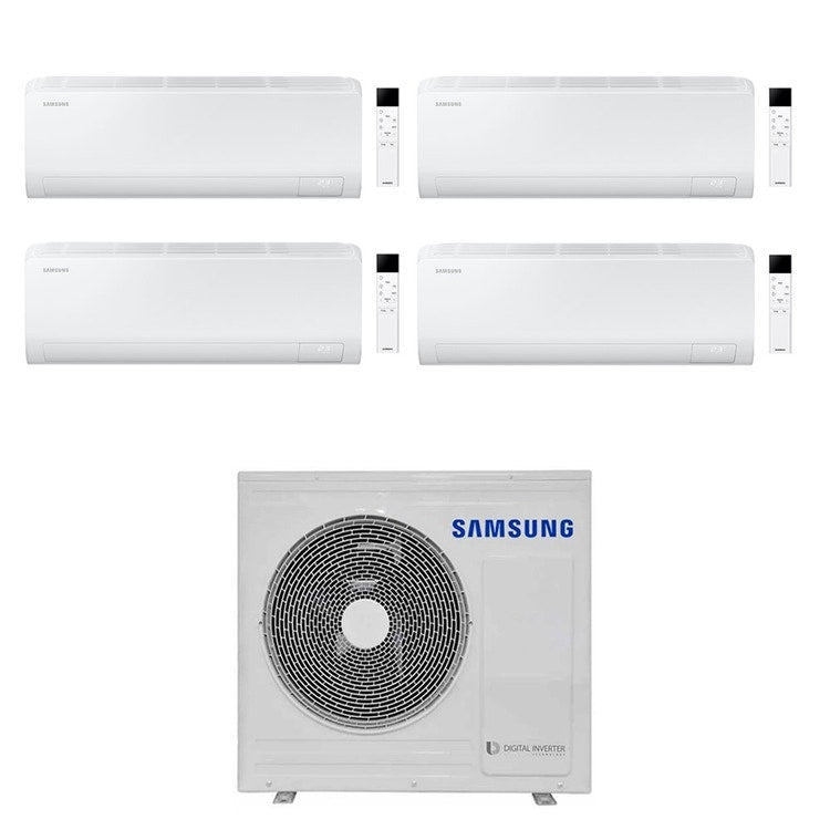 Samsung 4-fach-Split-Klimagerät CEBU S2, Wandgerät, Inverter, WLAN, Weiß – Außengerät R32 8 kW, Innengeräte 7000+7000+7000+18000 BTU AJ080TXJ4KG/EU+AR50F[07|07|07|18]C1AHNEU