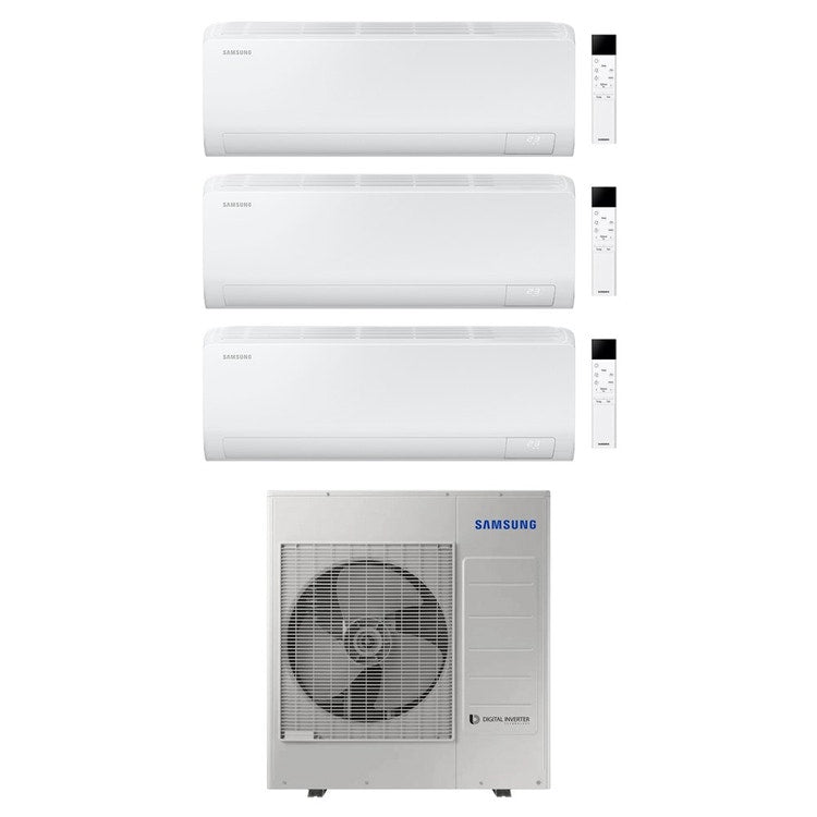 Samsung 3-fach-Split-Klimagerät CEBU S2, Wandgerät, Inverter, WLAN, Weiß – Außengerät R32 10 kW, Innengeräte 9000+18000+24000 BTU AJ100TXJ5KG/EU+AR50F[09|18|24]C1AHNEU