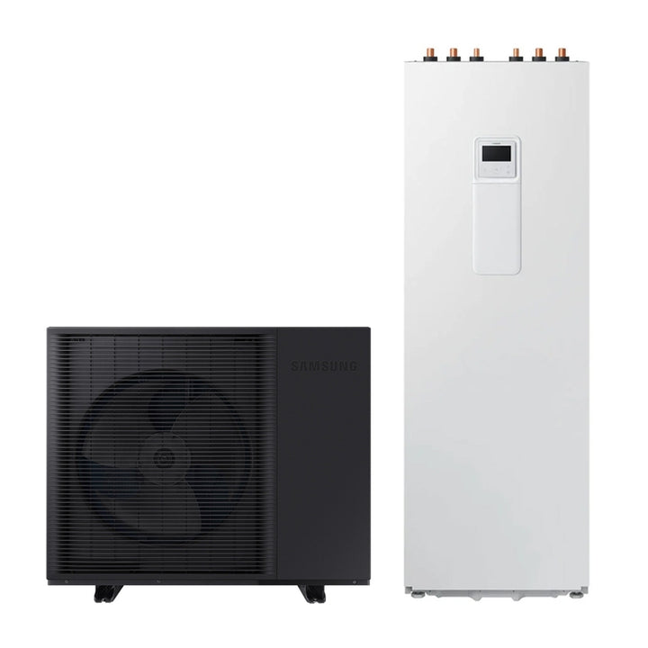 Samsung Komplettsystem aus Einphasen-Inverter-Wärmepumpe 12 kW und ClimateHub 260 Liter System für Heizung, Kühlung und Warmwasserbereitung, Steuerung inklusive EHS MONO R290 AE120CXYDEK/EU+AE260CNWMEG/EU