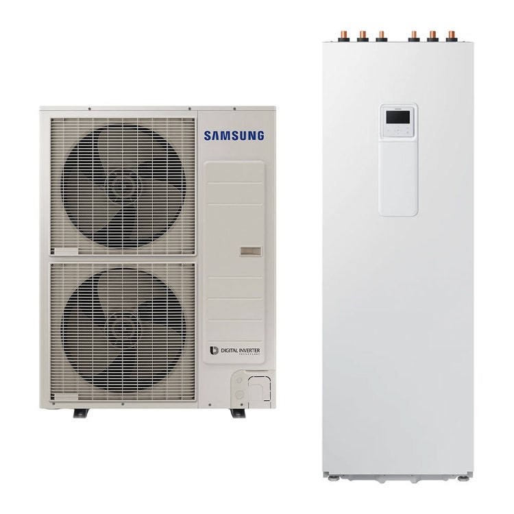 Samsung Komplettsystem aus Inverter-Wärmepumpe 16 kW und ClimateHub 200 Liter System für Heizung, Kühlung und Trinkwarmwasserbereitung EHS MONO AE160RXYDEG/EU+AE200RNWMEG/EU