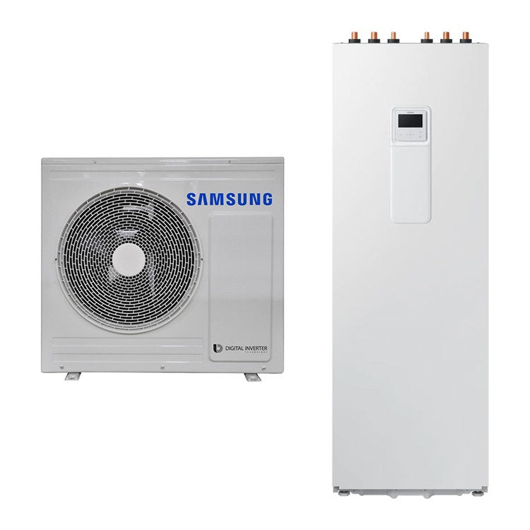 Samsung Komplettsystem aus 5 kW Inverter-Wärmepumpe und ClimateHub 200 Liter System für Heizung, Kühlung und Trinkwarmwasserbereitung EHS MONO AE050RXYDEG/EU+AE200RNWMEG/EU