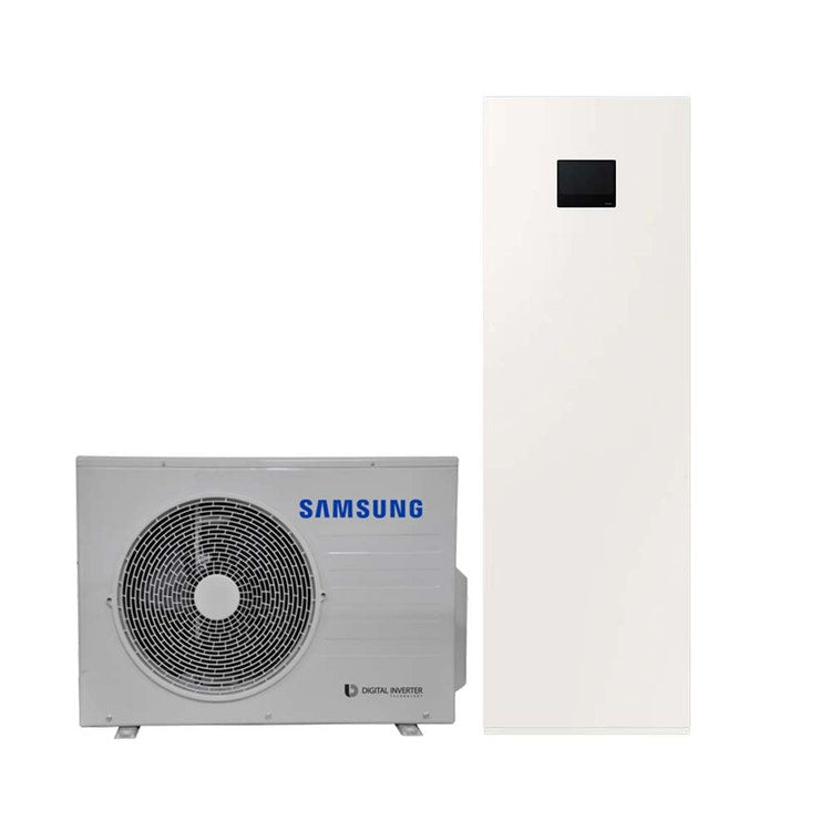 Samsung Komplettsystem aus Inverter-Wärmepumpe 4,4 kW und ClimateHub S2 2-Zonen-System für Heizung, Kühlung und Trinkwarmwasserbereitung EHS SPLIT AE040RXEDEG/EU+AE200DNXSPG/EU