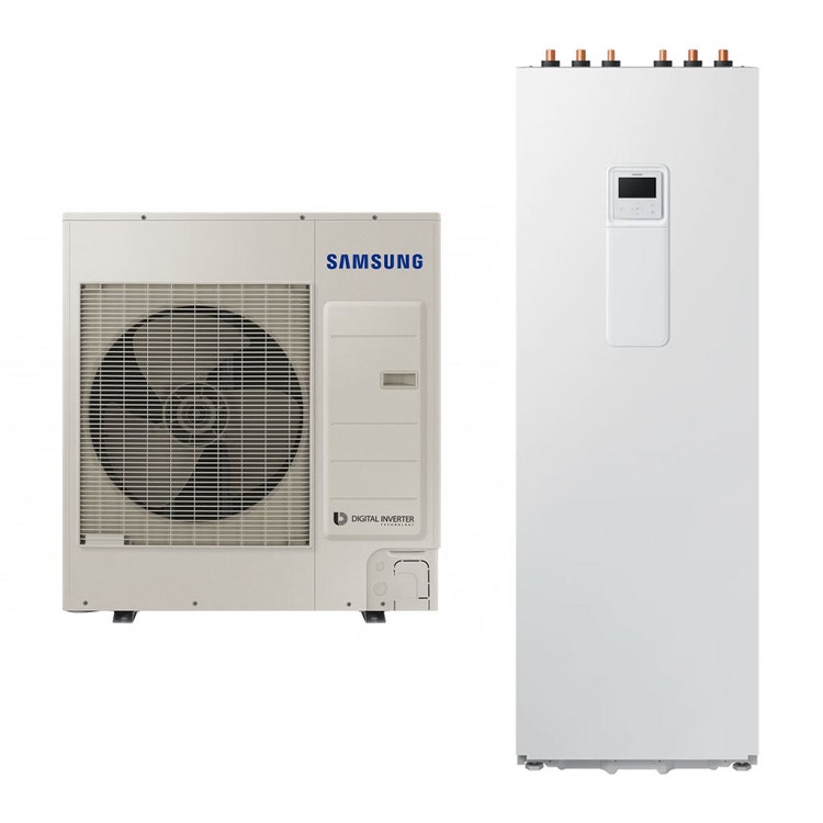 Samsung Komplettsystem aus Inverter-Wärmepumpe 9 kW und ClimateHub-System 260 Liter für Heizung, Kühlung und Trinkwarmwasserbereitung EHS SPLIT AE090RXEDEG/EU+AE260RNWSEG/EU