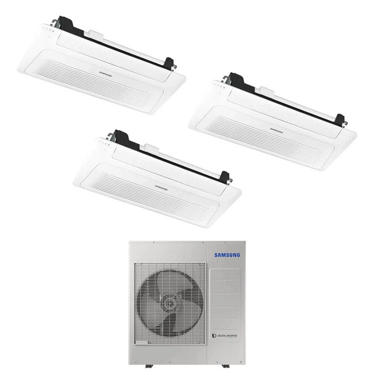 Samsung 3-fach-Split-Klimagerät 1-Wege-Kassette WINDFREE, Inverter, Weiß – Außengerät R32 10 kW, Innengeräte 12000+12000+12000 BTU AJ100TXJ5KG/EU+AJ0[35|35|35]TN1DKG/EU