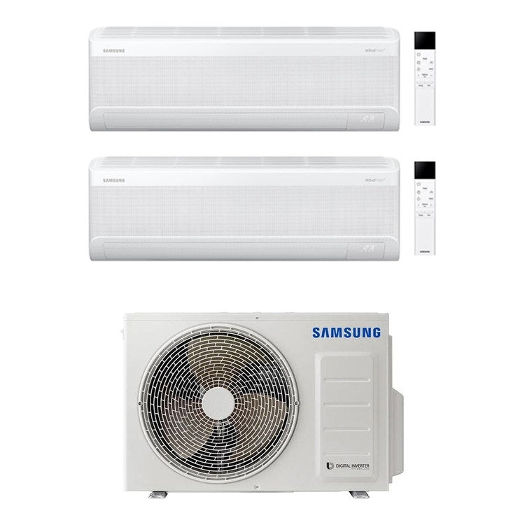 Samsung 2-fach-Split-Klimagerät WINDFREE AVANT S2, Wandgerät, Inverter, WLAN, Weiß – Außengerät R32 5 kW, Innengeräte 12000+18000 BTU AJ050TXJ2KG/EU+AR70F[12|18]C1AWNEU