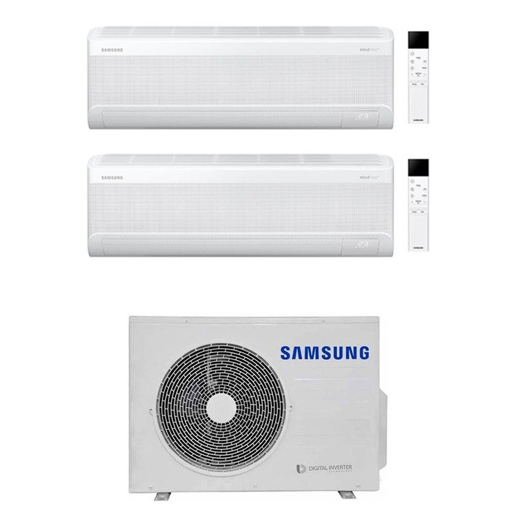 Samsung 2-fach-Split-Klimagerät WINDFREE AVANT S2, Wandgerät, Inverter, WLAN, Weiß – Außengerät R32 5,2 kW, Innengeräte 7000+9000 BTU AJ052TXJ3KG/EU+AR70F[07|09]C1AWNEU