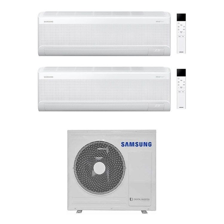Samsung 2-fach-Split-Klimagerät WINDFREE AVANT S2, Wandgerät, Inverter, WLAN, Weiß – Außengerät R32 8 kW, Innengeräte 12000+24000 BTU AJ080TXJ4KG/EU+AR70F[12|24]C1AWNEU