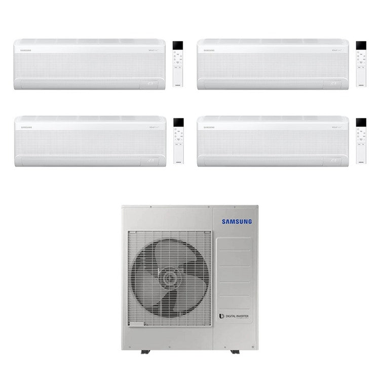 Samsung 4-fach-Split-Klimagerät WINDFREE AVANT S2, Wandgerät, Inverter, WLAN, Weiß – Außengerät R32 10 kW, Innengeräte 7000+9000+18000+18000 BTU AJ100TXJ5KG/EU+AR70F[07|09|18|18]C1AWNEU