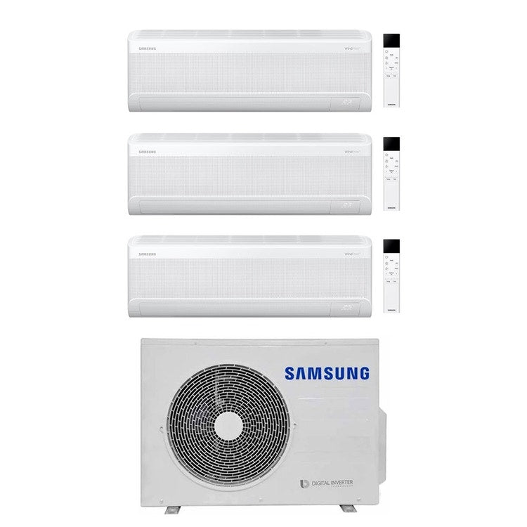 Samsung 3-fach-Split-Klimagerät WINDFREE AVANT S2, Wandgerät, Inverter, WLAN, Weiß – Außengerät R32 5,2 kW, Innengeräte 7000+9000+12000 BTU AJ052TXJ3KG/EU+AR70F[07|09|12]C1AWNEU
