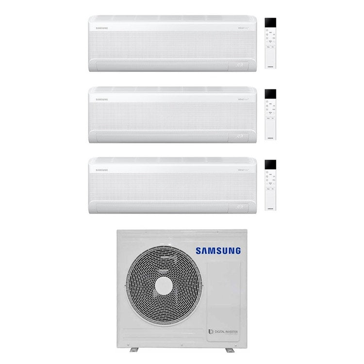 Samsung 3-fach-Split-Klimagerät WINDFREE AVANT S2, Wandgerät, Inverter, WLAN, Weiß – Außengerät R32 8 kW, Innengeräte 7000+18000+18000 BTU AJ080TXJ4KG/EU+AR70F[07|18|18]C1AWNEU