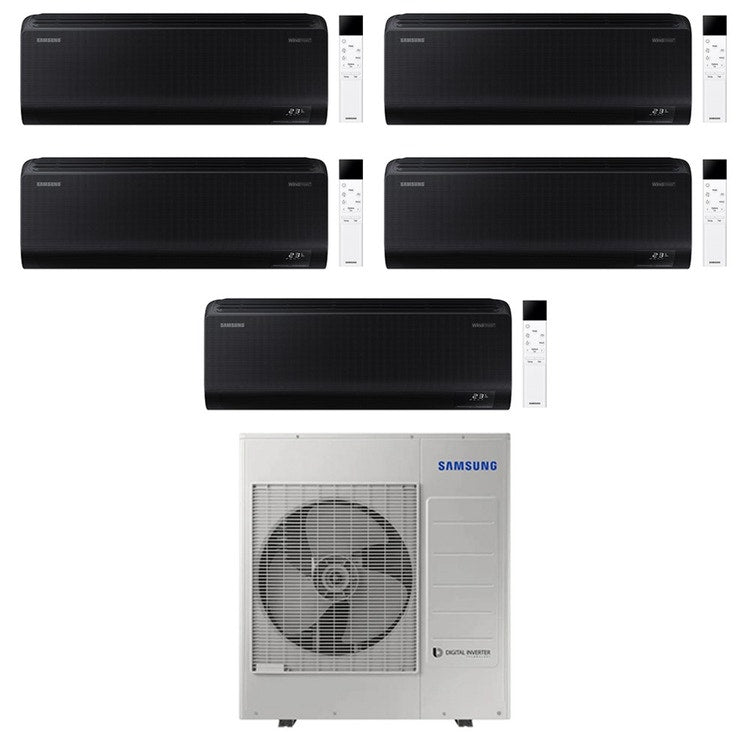 Samsung 5-fach-Split-Klimagerät WINDFREE BLACK, Wandgerät, Inverter, WLAN, Schwarz – Außengerät R32 10 kW, Innengeräte 7000+7000+7000+9000+9000 BTU AJ100TXJ5KG/EU+AR70F[07|07|07|09|09]C1ABNEU