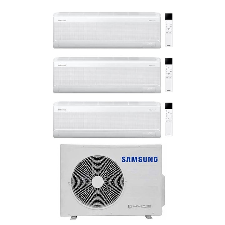 Samsung 3-fach-Split-Klimagerät WINDFREE ELITE S2, Wandgerät, Inverter, WLAN, Weiß – Außengerät R32 5,2 kW, Innengeräte 7000+7000+7000 BTU AJ052TXJ3KG/EU+AR70F[07|07|07]CAAWNEU
